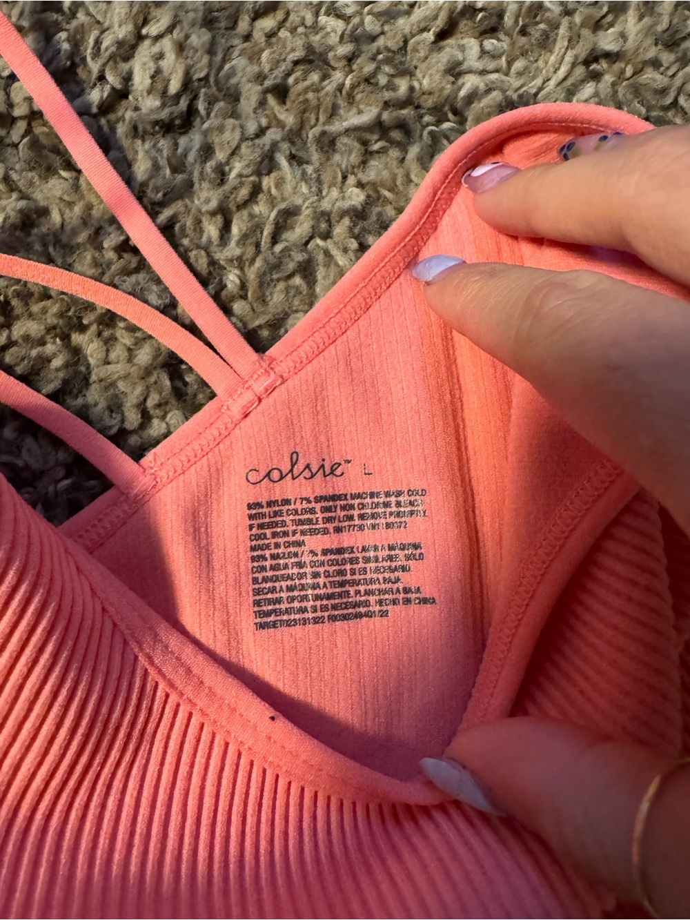 Colsie Coral Pink Ribbed Tank Top - Picture 3 of 3